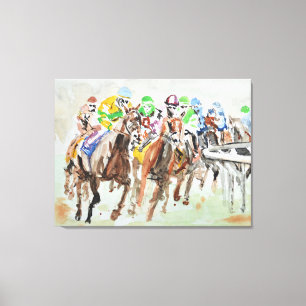 Horse Racing Turn Expressionist Canvas Print