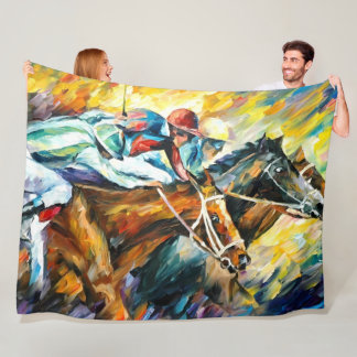 Horse Racing XL Fleece Blanket