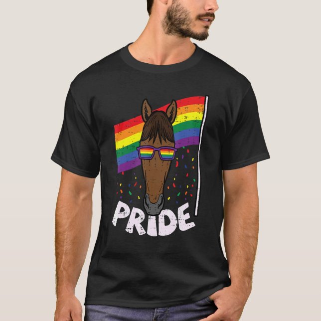 Horse Rainbow Flag Animal Gay Pride Ally Lgbt Q Me T-Shirt (Front)