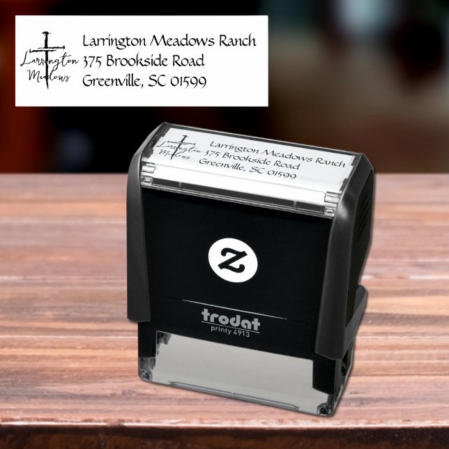Horse Ranch Business Customisable Cross Logo Self-inking Stamp (Creator Uploaded)