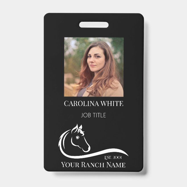 Horse ranch logo equestrian branding address ID badge (Front)