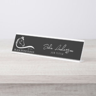 Horse ranch logo equestrian stable branding desk name plate