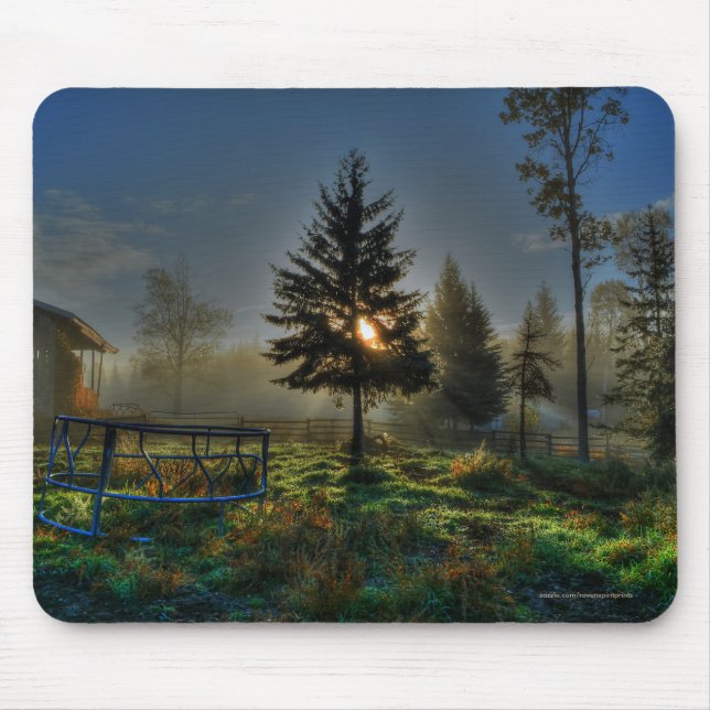Horse Ranch Sunrise Nature Photo Mouse Pad (Front)