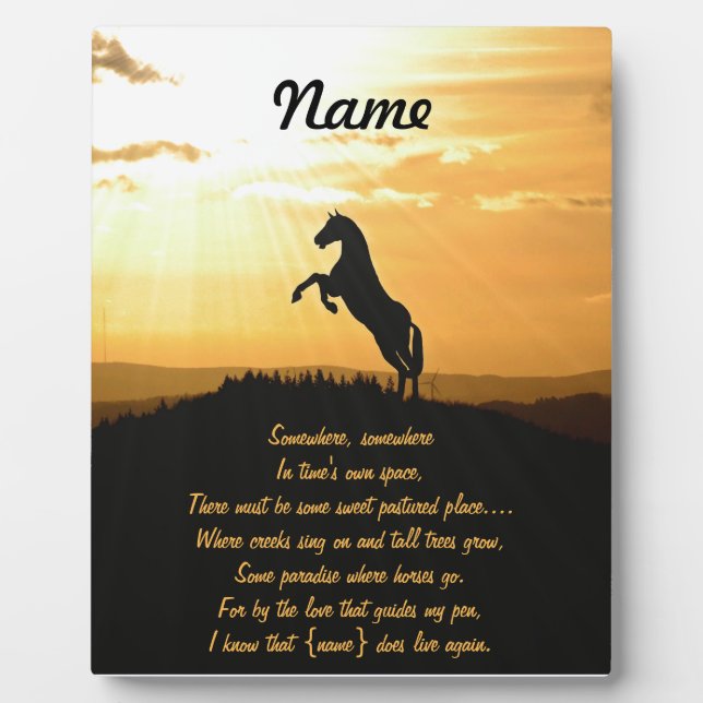 Horse Rearing Silhouette At Sunrise Plaque (Front)