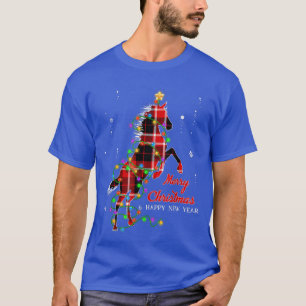 Horse Red Black Buffalo Plaid Christmas Tree New Y T-Shirt