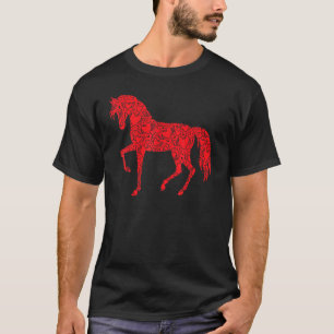 Horse  Red & Black Heart Derby Equestrian Jockey T-Shirt