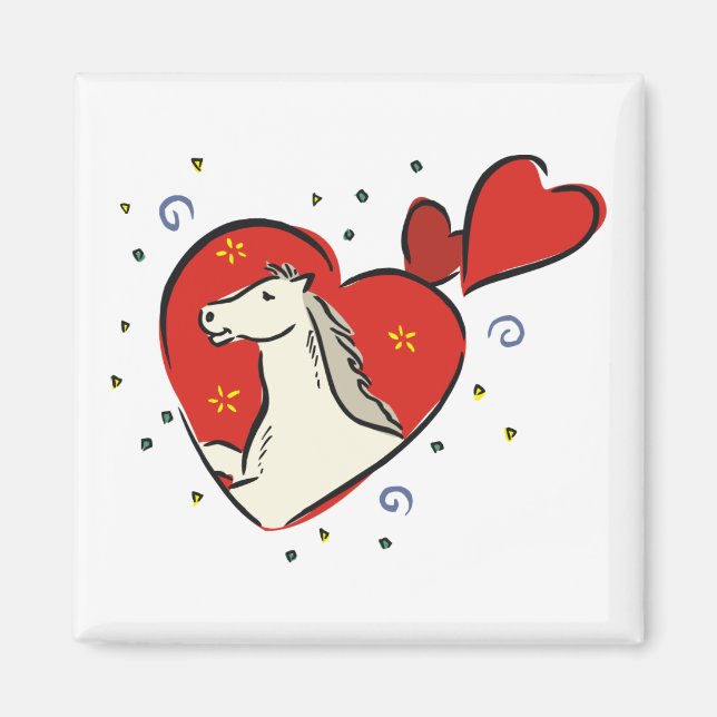 Horse Red Hearts Equine Love Magnet (Front)