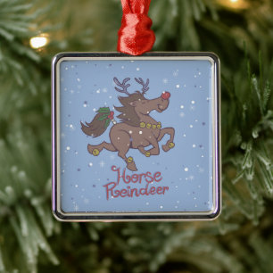 Horse reindeer cartoon illustration metal tree decoration