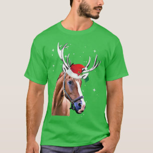 Horse Reindeer Christmas Lights Cute T-Shirt