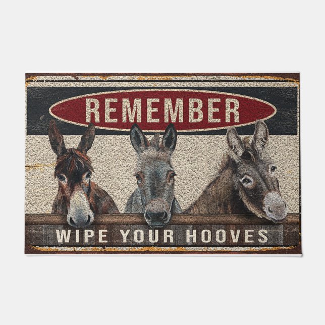 Horse Remember Wipe Your Hooves Doormat (Front)