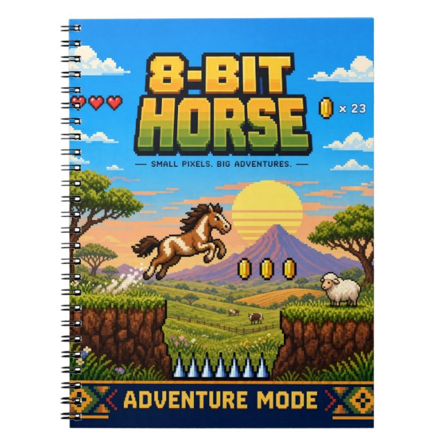 Horse, Retro 8-Bit Pixel Art Notebook (Front)