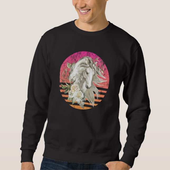 Horse Retro Horses Wild Life Horse Lover Retro Wes Sweatshirt (Front)