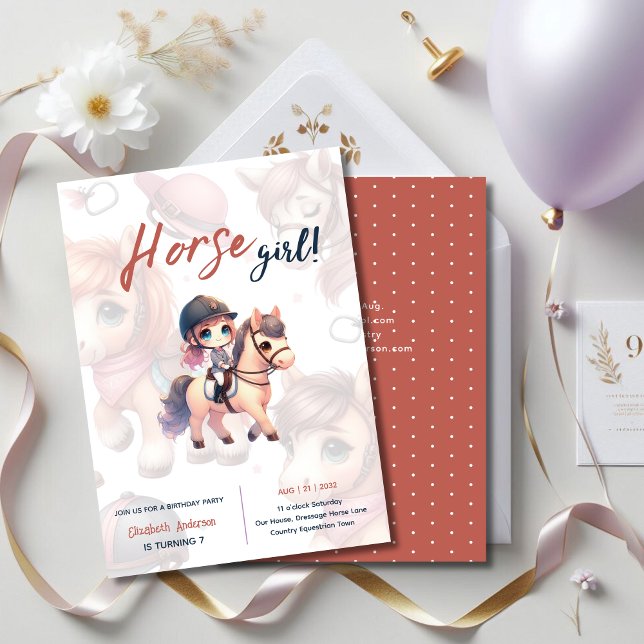 Horse & Rider Birthday Invitations Equestrian Girl (Creator Uploaded)