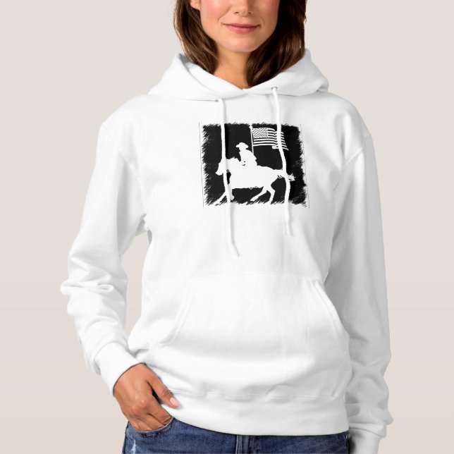 Horse Rider Carrying American Flag Hoodie (Front)