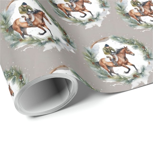 Horse Rider Christmas Gift Wrap (Roll Corner)