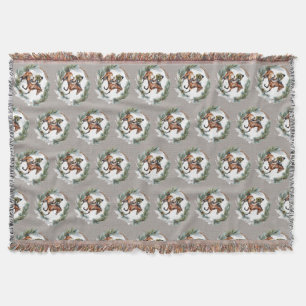 Horse Rider Christmas Winter Throw Blanket Gift