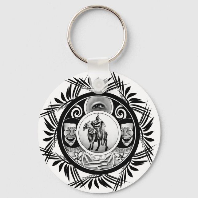 Horse Rider Drawing Key Ring (Front)