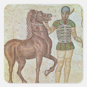 Horse rider in racing colours square sticker