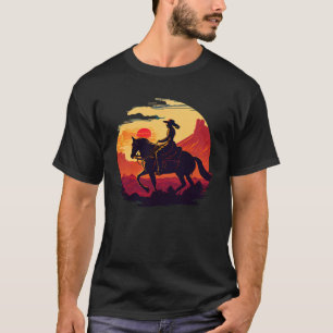 Horse Rider Retro Vintage Sunset Horse Girl Graph T-Shirt