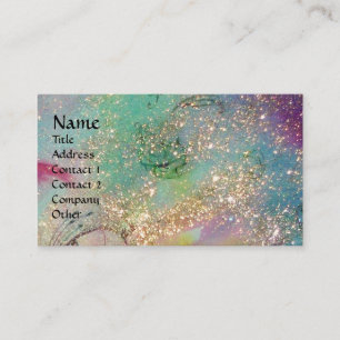 HORSE RIDERS IN NIGHT Blue teal,gold sparkles Business Card