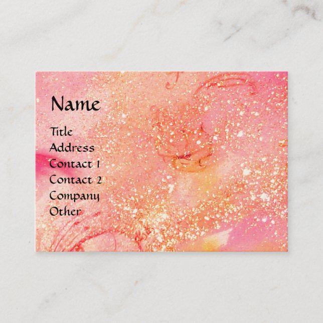HORSE RIDERS IN NIGHT bright pink,gold sparkles Business Card (Front)