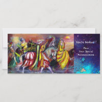 HORSE RIDERS ,MUSIC IN NIGHT, Gold Blue Gparkles