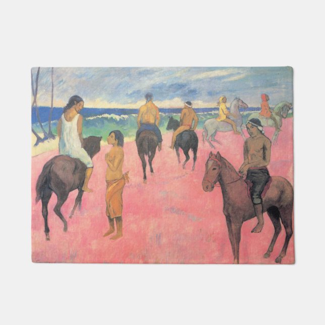 Horse Riders on the Beach in Tahiti (by Gaugin) Doormat (Front)