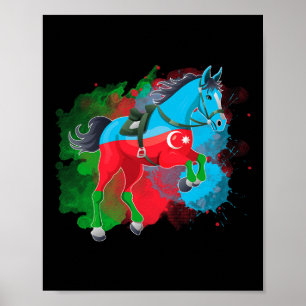 Horse Riding Azerbaijan Flag Poster