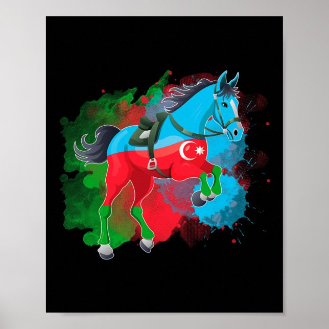Horse Riding Azerbaijan Flag  Poster (Front)
