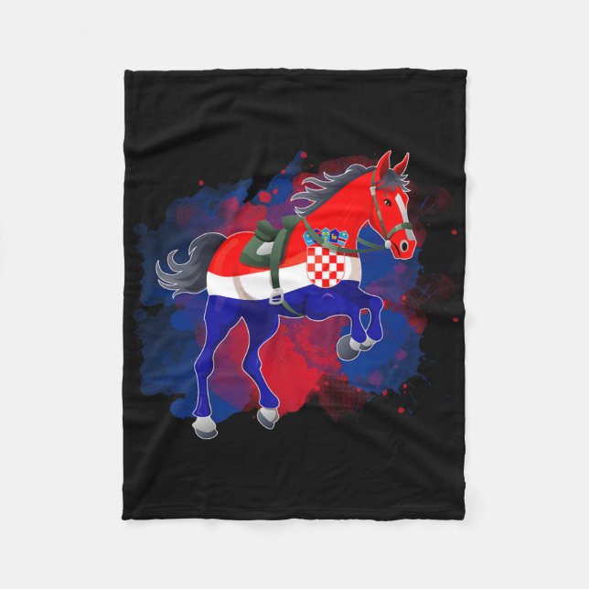 Horse Riding Croatia Flag  Fleece Blanket (Front)