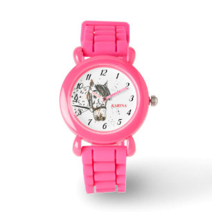 Horse riding Dressage Equestrian Horse Pink Kids Watch