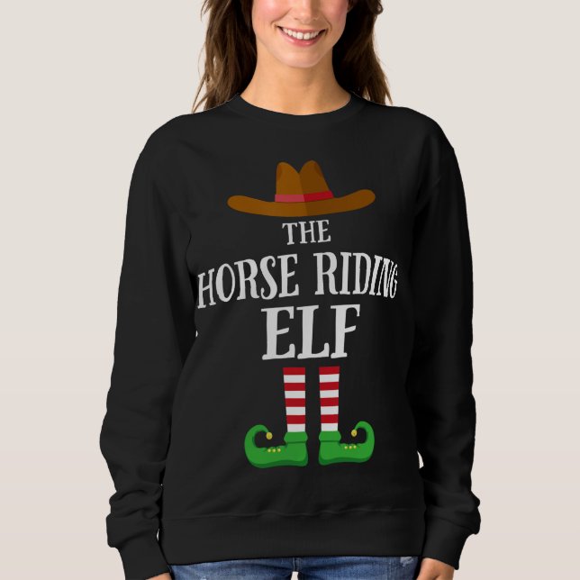Horse Riding Elf Matching Family Christmas Pajama Sweatshirt (Front)