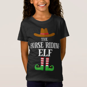 Horse Riding Elf Matching Family Christmas Pajama T-Shirt