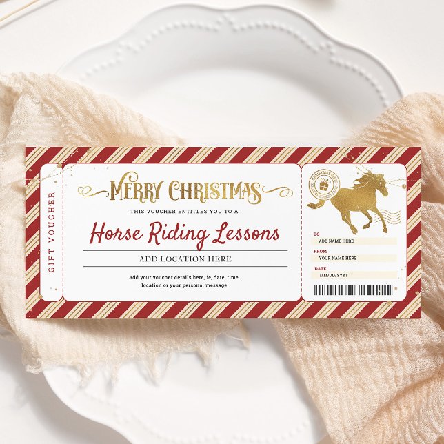 Horse Riding Lessons Christmas Gift Ticket Voucher Invitation (Creator Uploaded)