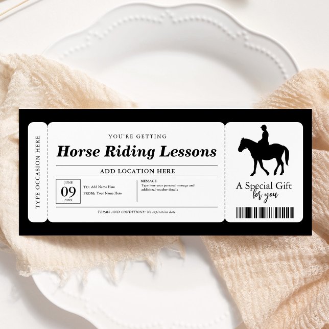 Horse Riding Lessons Voucher Certificate Invitation (Creator Uploaded)