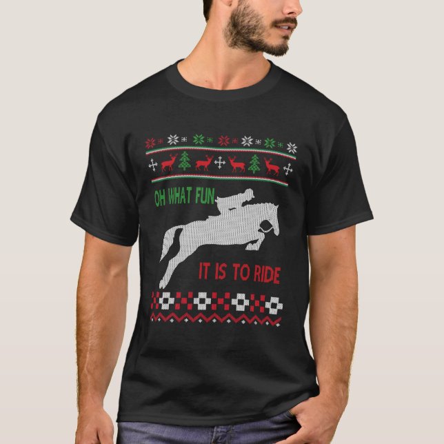 Horse Riding Oh What Fun Christmas Sweater Long Sl (Front)