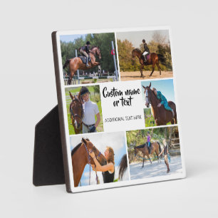 Horse Riding Photo Collage White Modern Plaque