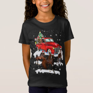 Horse Riding Red Truck Xmas Merry Christmas T-Shirt