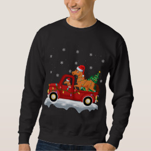 Horse Riding Red Truck Xmas Tree Lights Horse Chri Sweatshirt