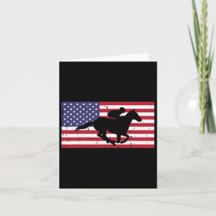 Horse Riding Us Flag Horseback Racing Patriotic Eq Card