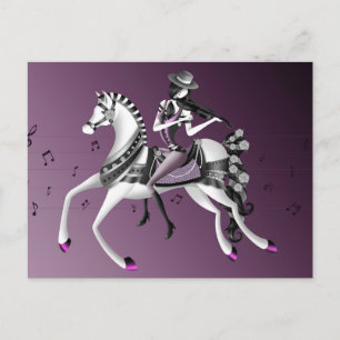 Horse Riding Violinist Mauve Postcard