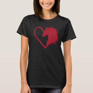 horse riding with heart line Heart beat Silhouette T-Shirt