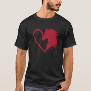 horse riding with heart line Heart beat Silhouette T-Shirt