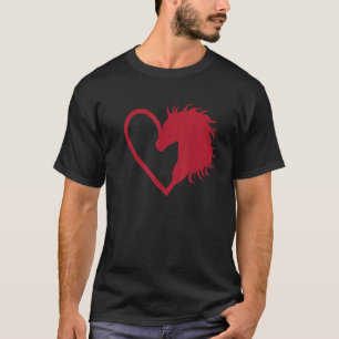 horse riding with heart line Heart beat Silhouette T-Shirt