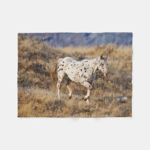 Horse Roaming the Scenic Hills of the Big Horn Fleece Blanket