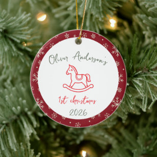 Horse Rocking First Christmas Baby Boy or Girl Ceramic Tree Decoration