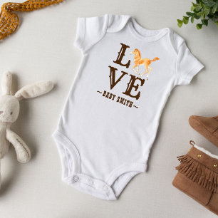 Horse rodeo cowboy baby gifts personalised name  baby bodysuit