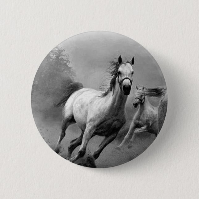 Horse Running 6 Cm Round Badge (Front)