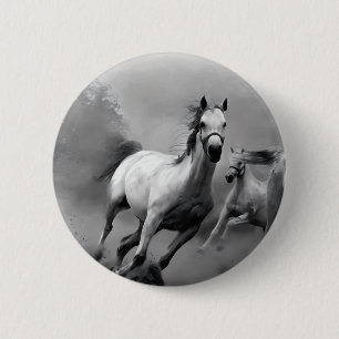 Horse Running 6 Cm Round Badge