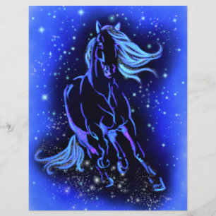 Horse Running At Blue Starry Night Letterhead